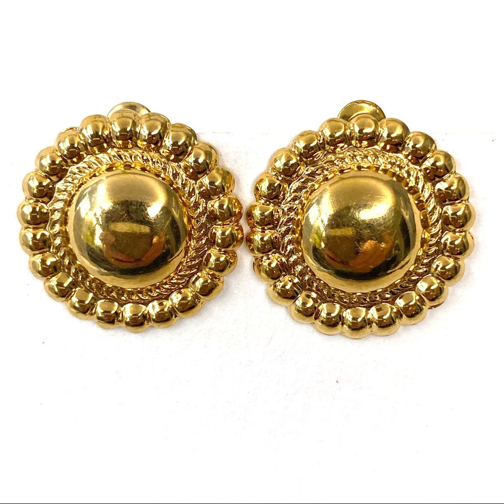 Vintage 80s goldtone post medallion earrings